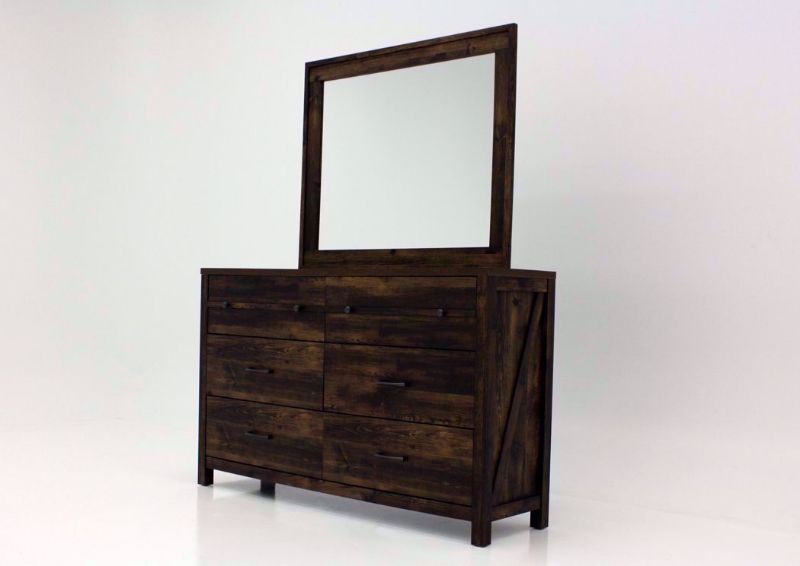 Dark Brown Cheyenne Dresser with Mirror at an Angle | Home Furniture Plus Mattress