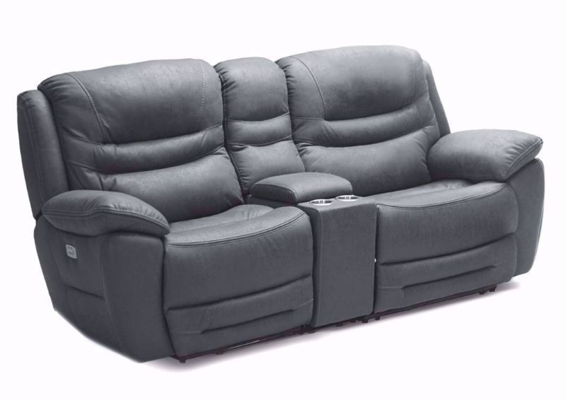 Charcoal Gray Dakota POWER Reclining Loveseat Showing the Angle View | Home Furniture Plus Bedding