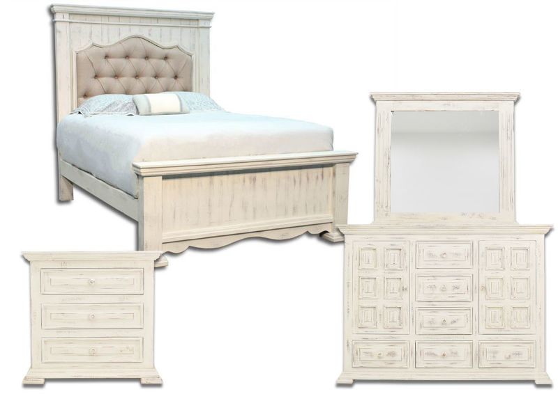 Picture of Chalet Upholstered Queen Size Bedroom Set - White
