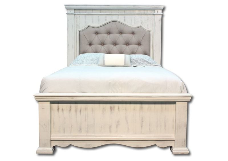 White Jasper Queen Bed With an Upholstered Headboard Facing Front | Home Furniture Plus Mattress