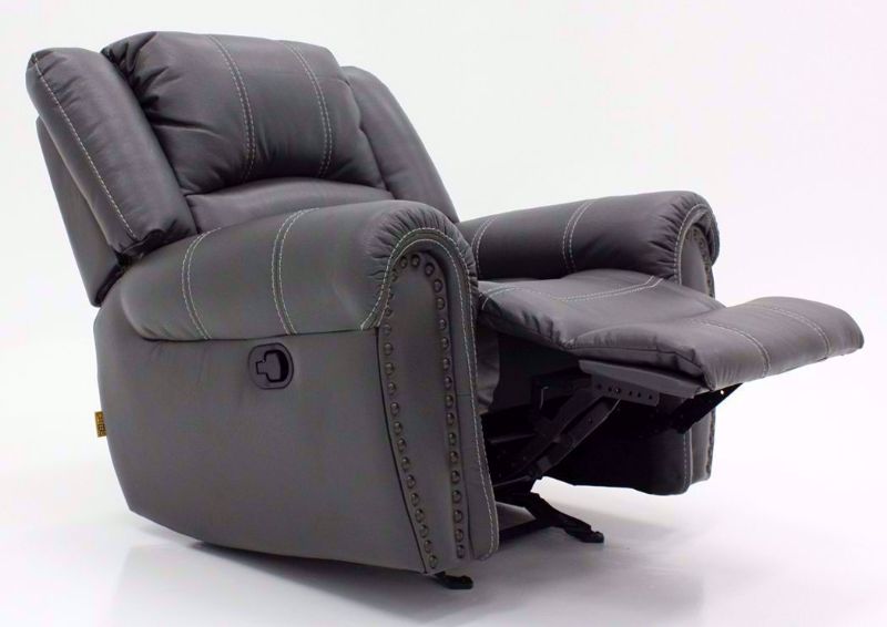 Gray Torino Glider Recliner at an Angle in the Reclined Position | Home Furniture Plus Mattress