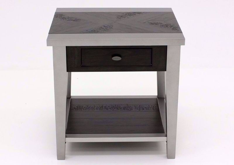 Two Toned Gray Branbury End Table by Ashley Furniture with 1 Drawer and Open Shelf | Home Furniture Plus Bedding