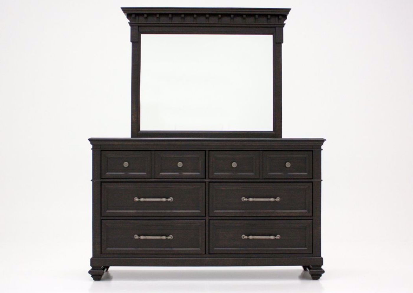 Picture of Dark Pine Dresser with Mirror- Dark Brown