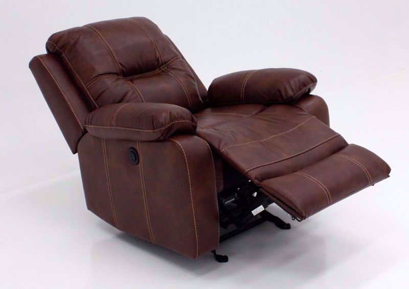 Brown Emerson POWER Glider Recliner at an Angle in the Reclined Position | Home Furniture Plus Mattress