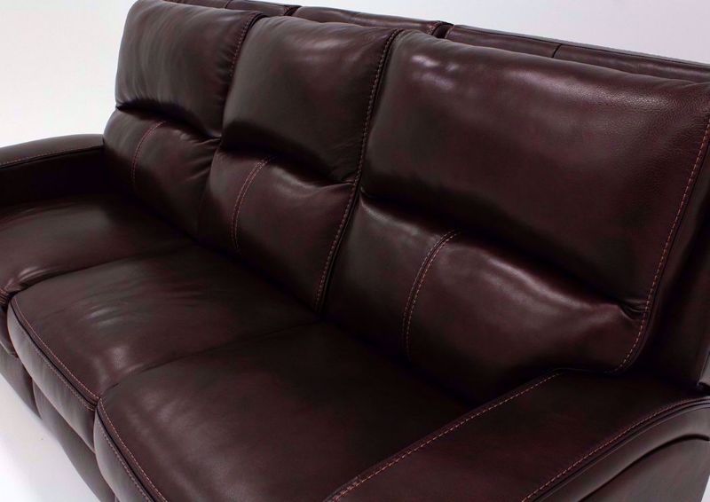 Brown Branson POWER Reclining Sofa with Leather Upholstery Showing the Seat Back Detail | Home Furniture Plus Mattress