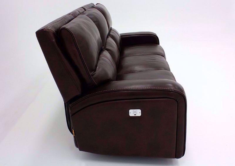 Brown Branson POWER Reclining Sofa Leather Upholstery Side View | Home Furniture Plus Mattress