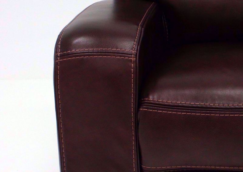 Brown Branson POWER Reclining Sofa with Leather Upholstery Track Arm Detail | Home Furniture Plus Mattress