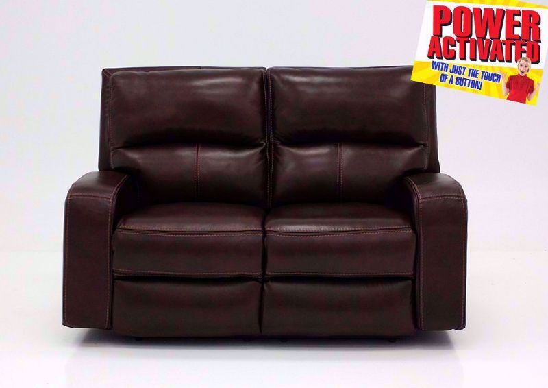 Brown Branson POWER Reclining Loveseat with Leather Upholstery, Front Facing | Home Furniture Plus Mattress