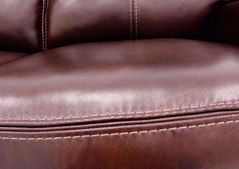 Brown Branson POWER Reclining Loveseat Leather Upholstery Accent Stitching Detail | Home Furniture Plus Mattress