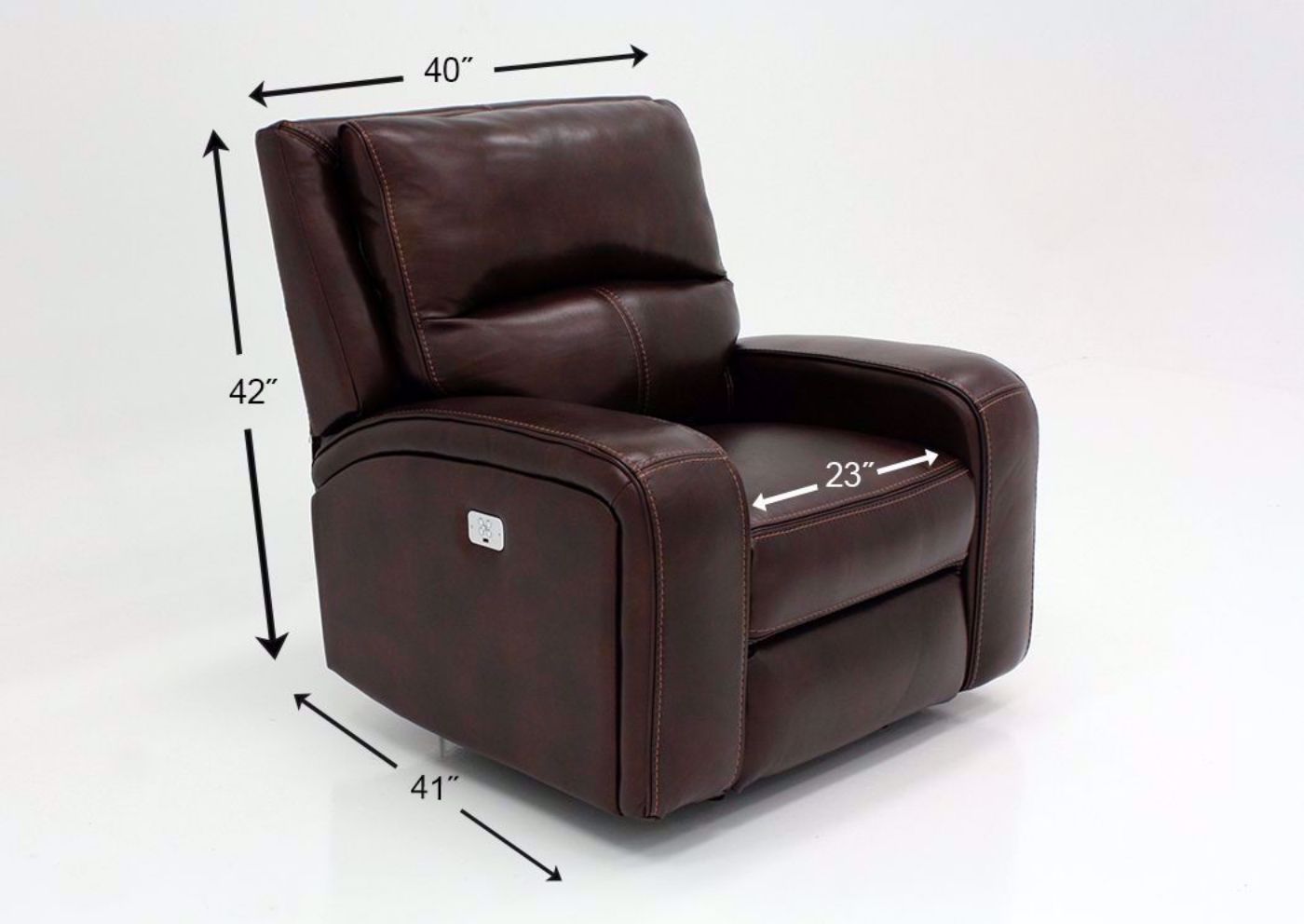Branson POWER Rocker Recliner, Brown, Dimensions | Home Furniture Plus Mattress