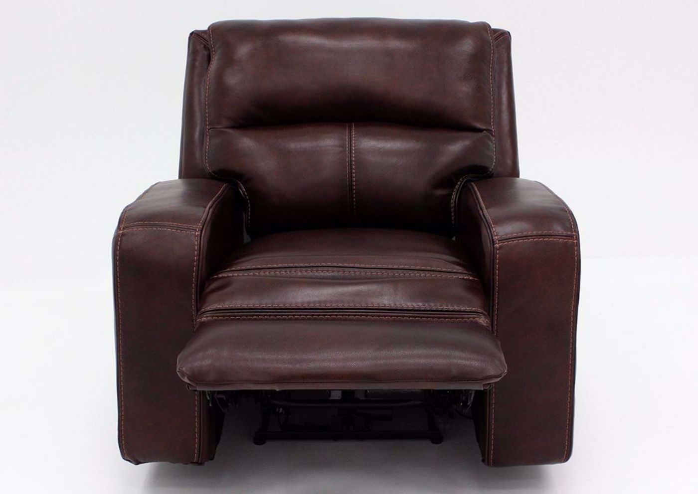 Branson POWER Rocker Recliner, Brown, Front Facing, Reclined | Home Furniture Plus Mattress