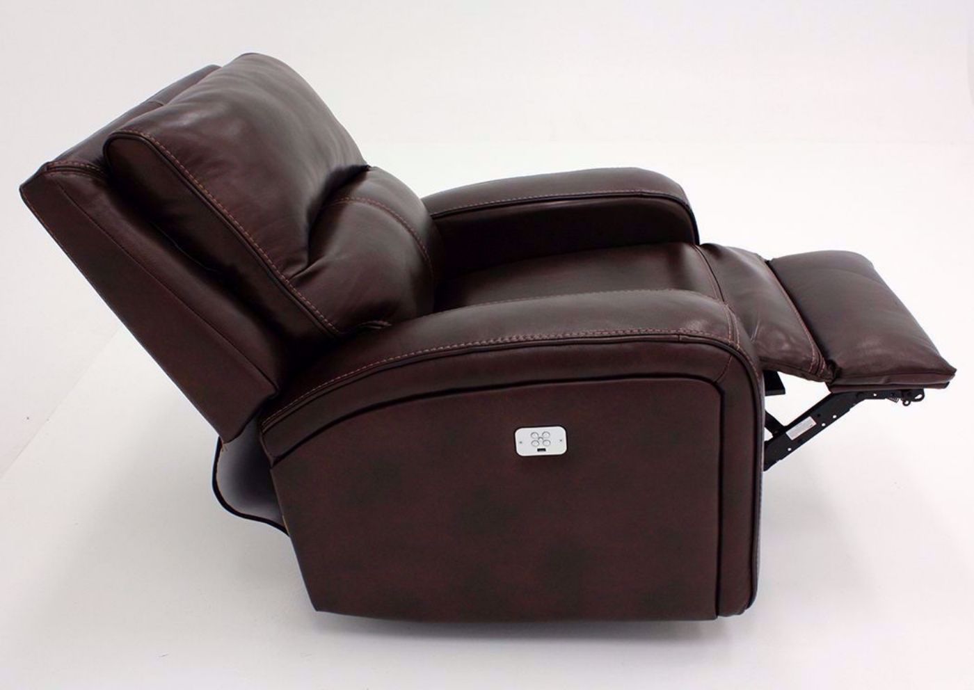 Branson POWER Rocker Recliner, Brown, Side View, Reclined | Home Furniture Plus Mattress