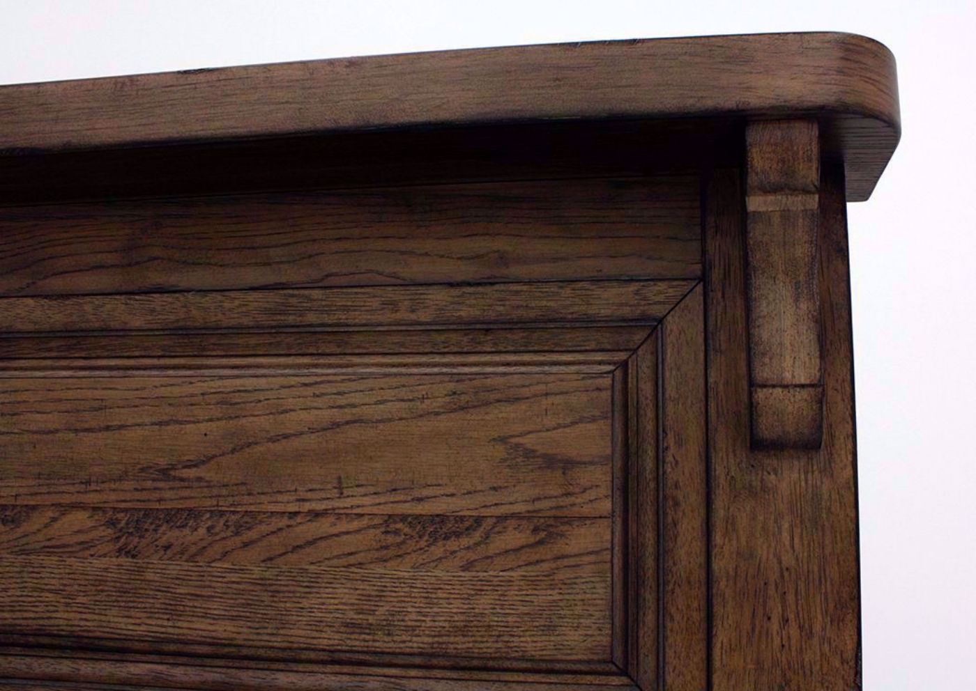 Barley Brown Harvest Home King Bed Showing the Headboard Carved Detail | Home Furniture Plus Mattress
