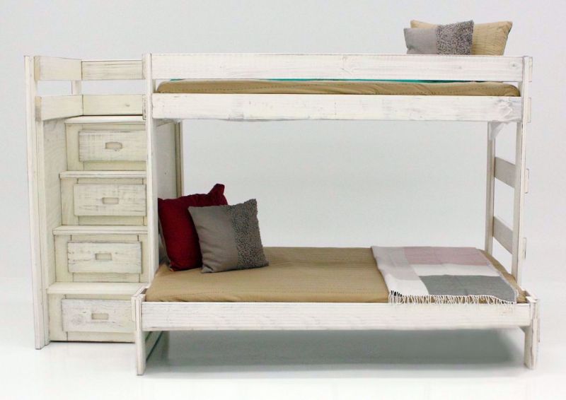 Duncan Twin & Full Staircase Bunk Bed, White, Front Facing | Home Furniture Plus Bedding
