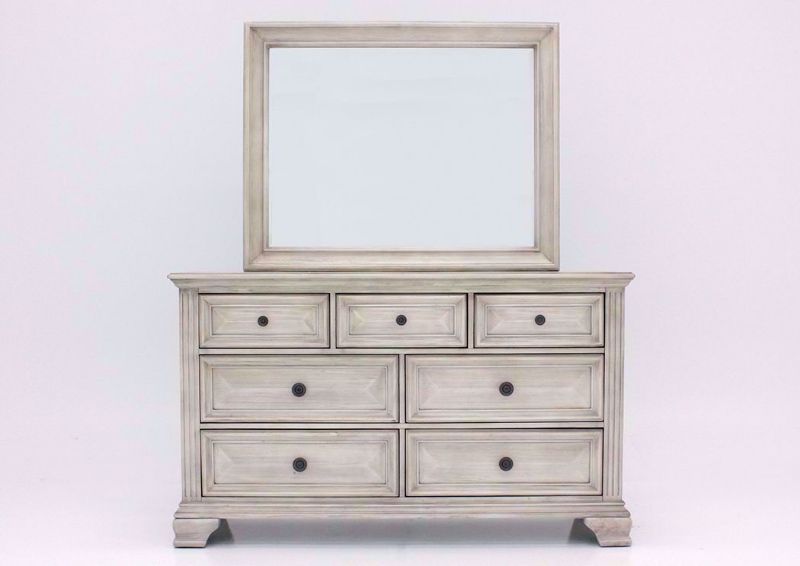 Distressed White Passages Dresser with Mirror Facing Front | Home Furniture Plus Bedding