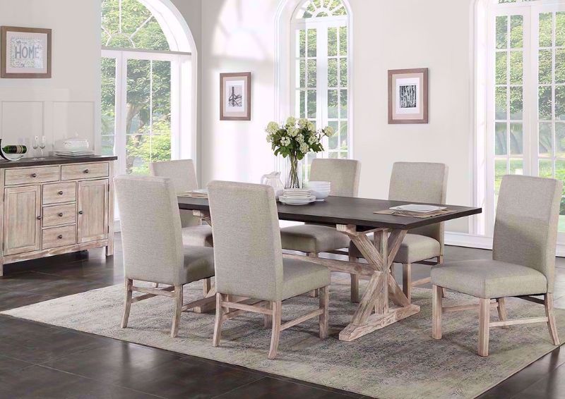 Brown Two-Tone Jefferson 7 Piece Dining Table Set in Room Setting | Home Furniture Plus Bedding
