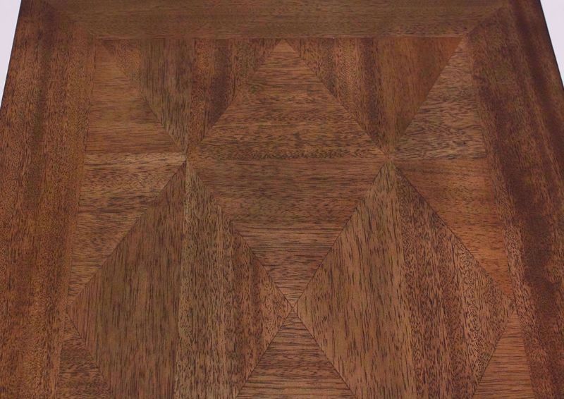 Close Up of Diamond Patterned Table Top on the Light Brown Rowenbeck End Table by Ashley Furniture | Home Furniture Plus Bedding