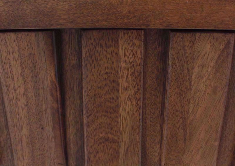 Close Up of Alternating Wedge Blocks on the Side of the Light Brown Rowenbeck Chairside End Table by Ashley Furniture | Home Furniture Plus Bedding