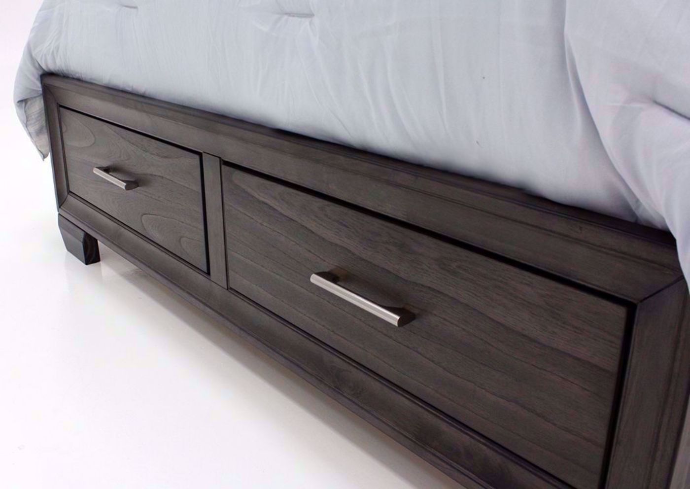 Brown Jaymes King Bed Showing the Storage Footboard With the Drawers Closed | Home Furniture Plus Bedding