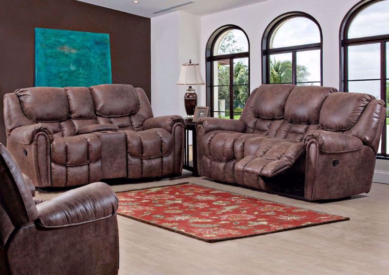 Santa Monica POWER Reclining Sofa Set Brown Home Furniture