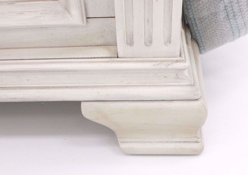 Distressed White Passages Queen Size Bed Showing the Foot Detail | Home Furniture Plus Mattress