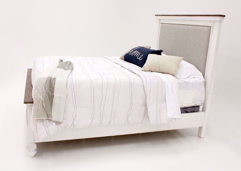 Grand Bay King Size Upholstered Bed, White, Side View | Home Furniture Plus Bedding