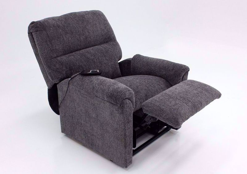 Gray Vista Lift Recliner at an Angle in the Reclined Position | Home Furniture Plus Bedding
