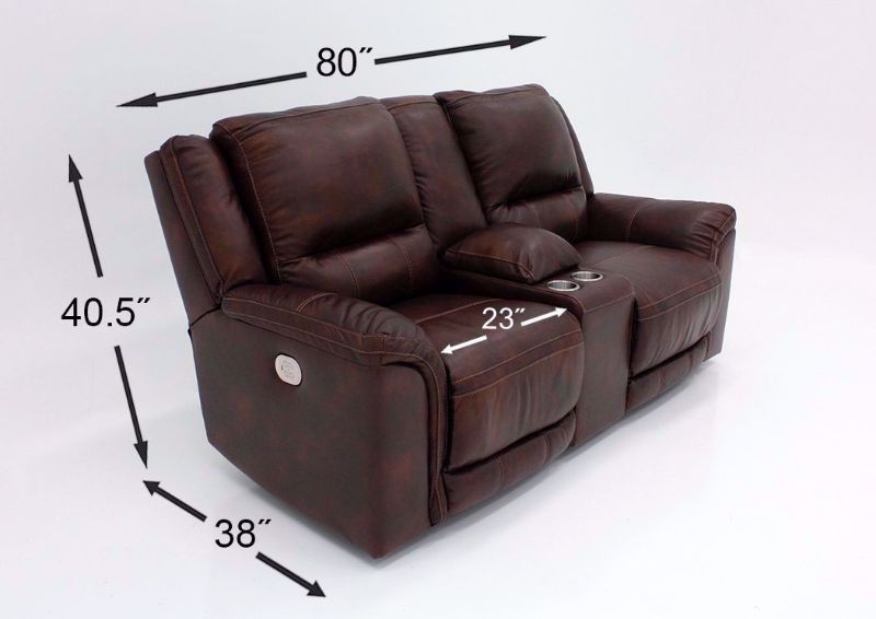 Measurement Details on the Catanzaro Leather Power Activated Reclining Loveseat by Ashley Furniture | Home Furniture Plus Bedding