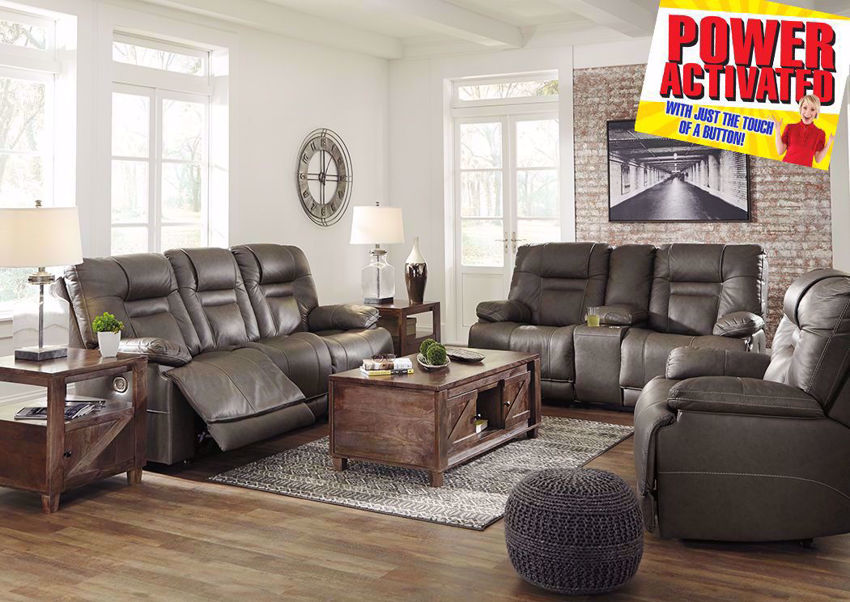Wurstrow Power Reclining Sofa Set Gray Home Furniture