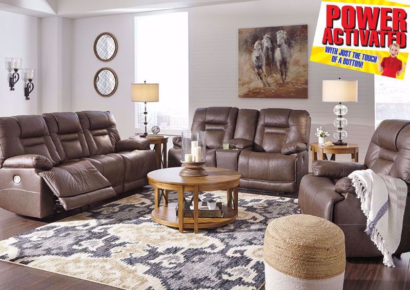 Brown Wurstrow Power Reclining Sofa Set by Ashley Furniture | Home Furniture Plus Bedding