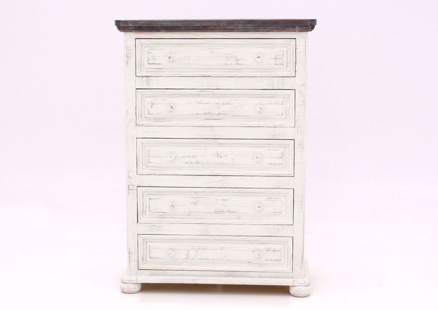 Whitewash White Allie Chest of Drawers Facing Front | Home Furniture Plus Bedding