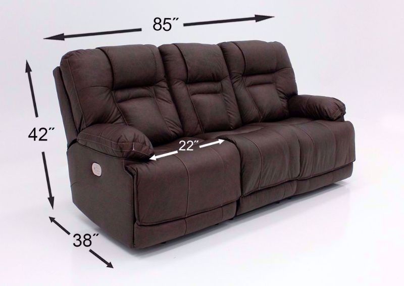 Dimension Details for Brown Wurstrow Power Reclining Sofa by Ashley Furniture | Home Furniture + Mattress