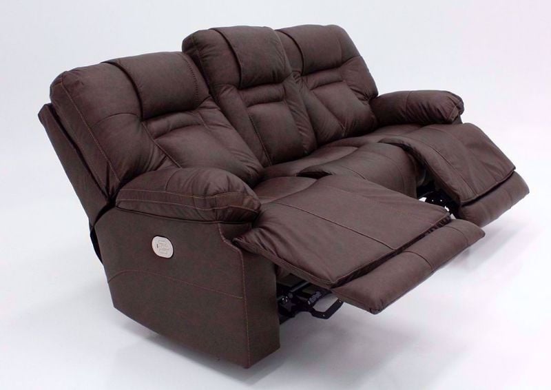 Side View Brown Wurstrow Power Reclining Sofa by Ashley Furniture with Open Recliners | Home Furniture + Mattress