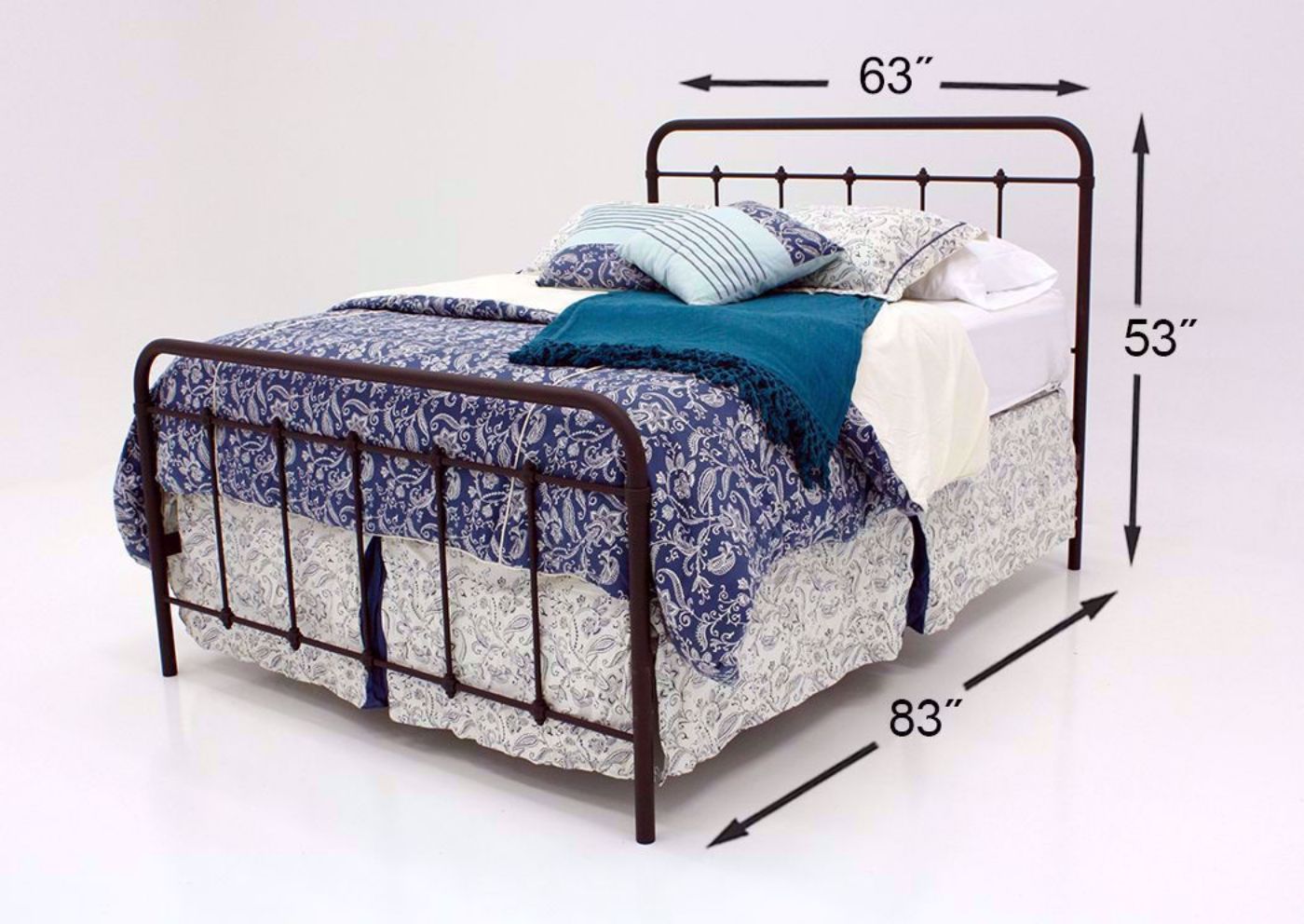 Brown Jourdan Creek Queen Iron Bed Dimensions | Home Furniture Plus Bedding