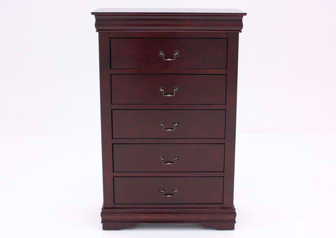 Cherry Brown Louis Philippe Chest of Drawers Facing Front | Home Furniture Plus Bedding