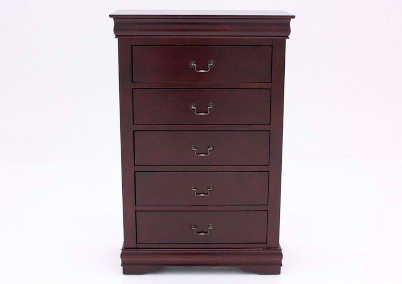 Cherry Brown Louis Philippe Chest of Drawers Facing Front | Home Furniture Plus Bedding