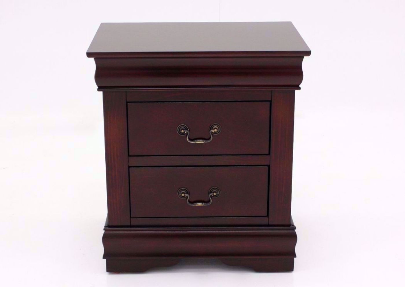 Cherry Brown Louis Philippe Nightstand Facing Front | Home Furniture Plus Mattress