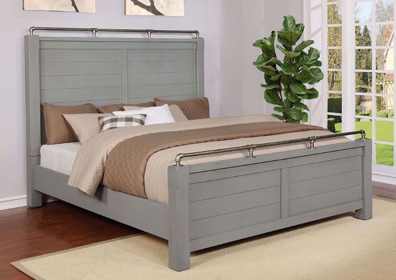 Bellville Queen Size Bed, Gray, Angle Room View | Home Furniture Plus Bedding