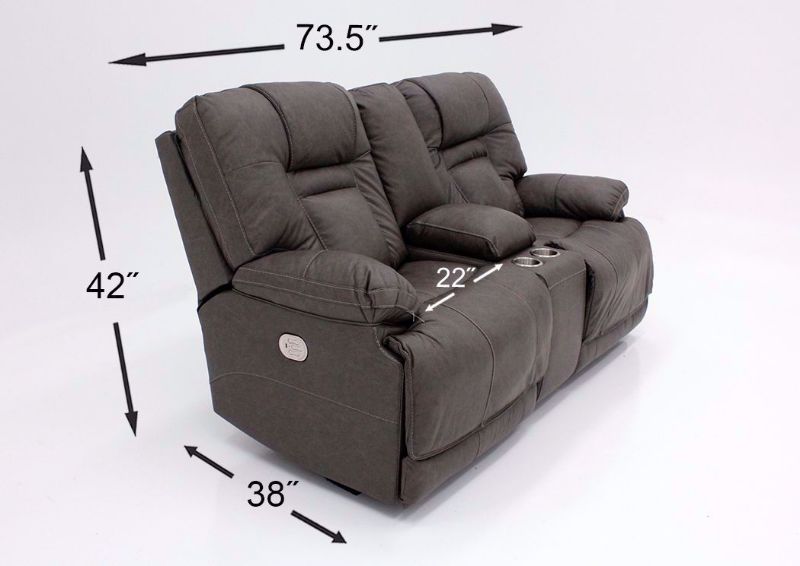 Dimension Details on the Gray Wurstrow Power Reclining Loveseat by Ashley Furniture | Home Furniture Plus Bedding