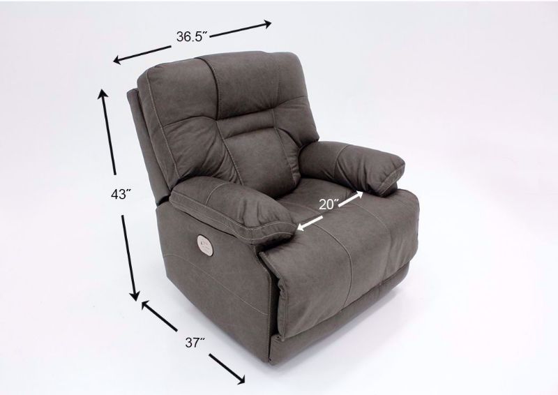 Dimension Details on the Gray Wurstrow Power Reclining Chair by Ashley Furniture | Home Furniture Plus Bedding