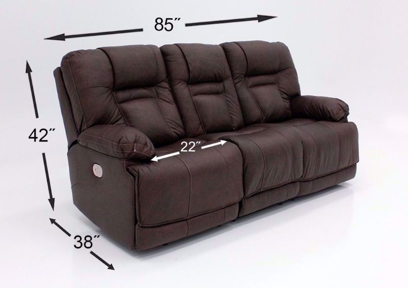 Dimension Details on the Brown Wurstrow Power Reclining Sofa by Ashley Furniture | Home Furniture Plus Bedding