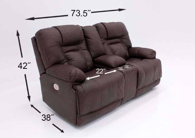 Dimension Details on the Brown Wurstrow Power Reclining Loveseat by Ashley Furniture | Home Furniture Plus Bedding