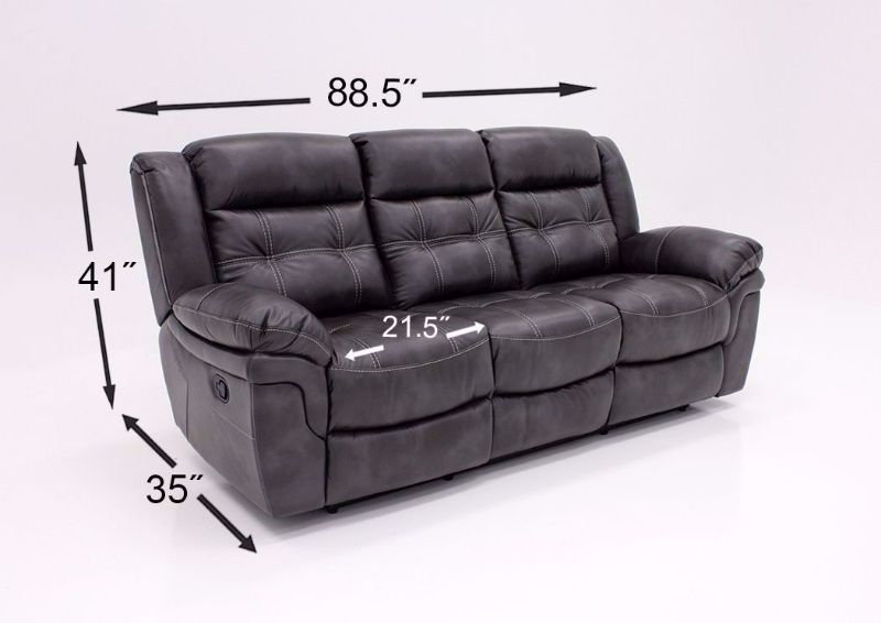 Detroit Reclining Sofa, Gray, Dimensions | Home Furniture Plus Mattress