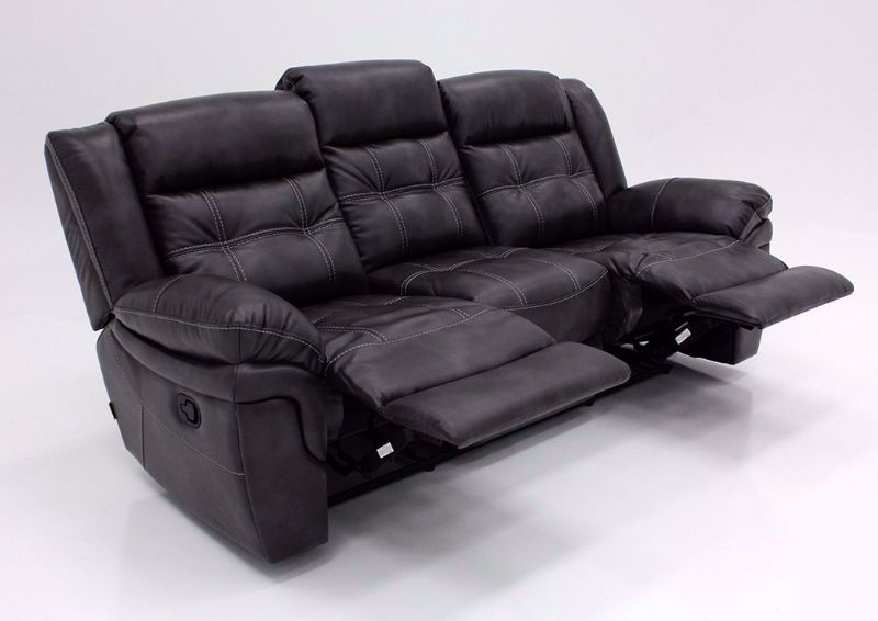 Detroit Reclining Sofa, Gray, Angle, Fully Reclined | Home Furniture Plus Mattress