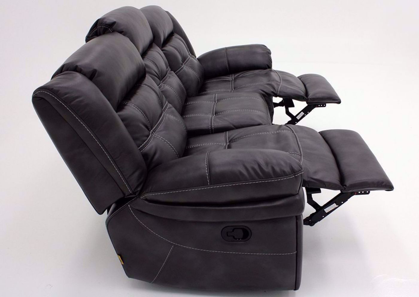 Detroit Reclining Sofa, Gray, Side View, Fully Reclined | Home Furniture Plus Mattress