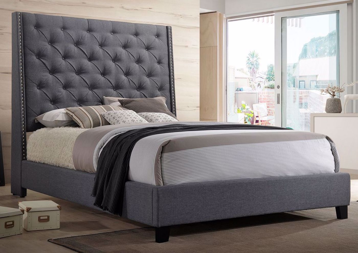 Picture of Chantilly Queen Size Upholstered Bed - Gray