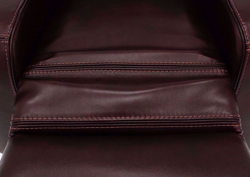 Details of the Brown Top Grain Leather of the Pad-Over-Chaise features of the Branson Power Recliners | Home Furniture + Mattress