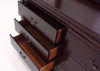 Brown Louis Philippe Dresser with Mirror at an Angle Showing the Drawers Open | Home Furniture Plus Bedding