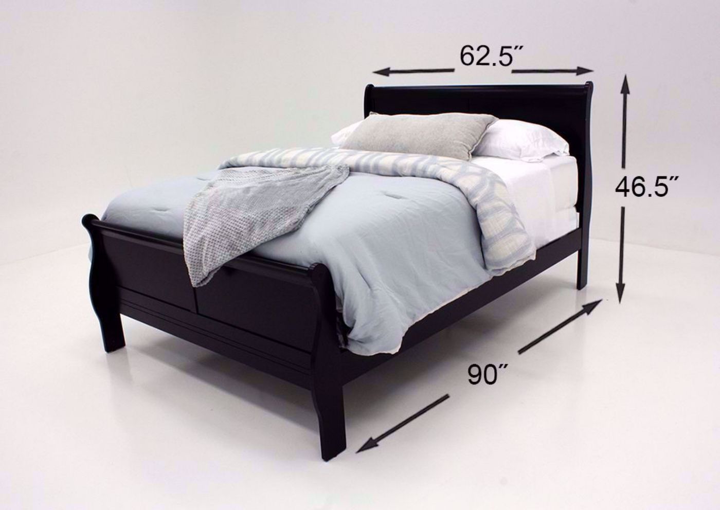 Black Louis Philippe Queen Bed Dimensions | Home Furniture Plus Bedding