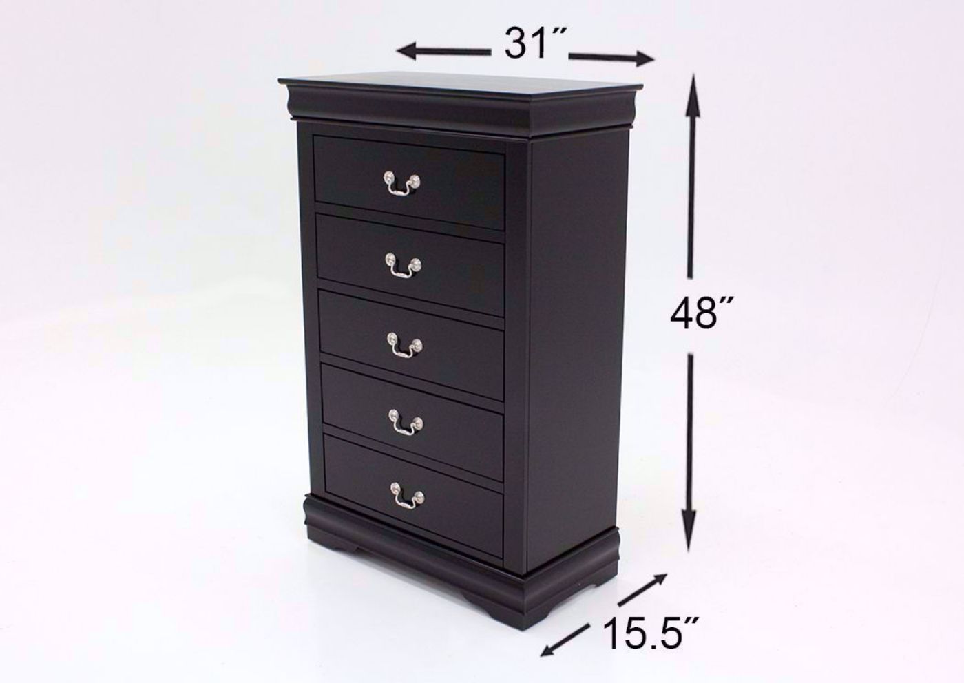 Black Louis Philippe Chest of Drawers Dimensions | Home Furniture Plus Bedding